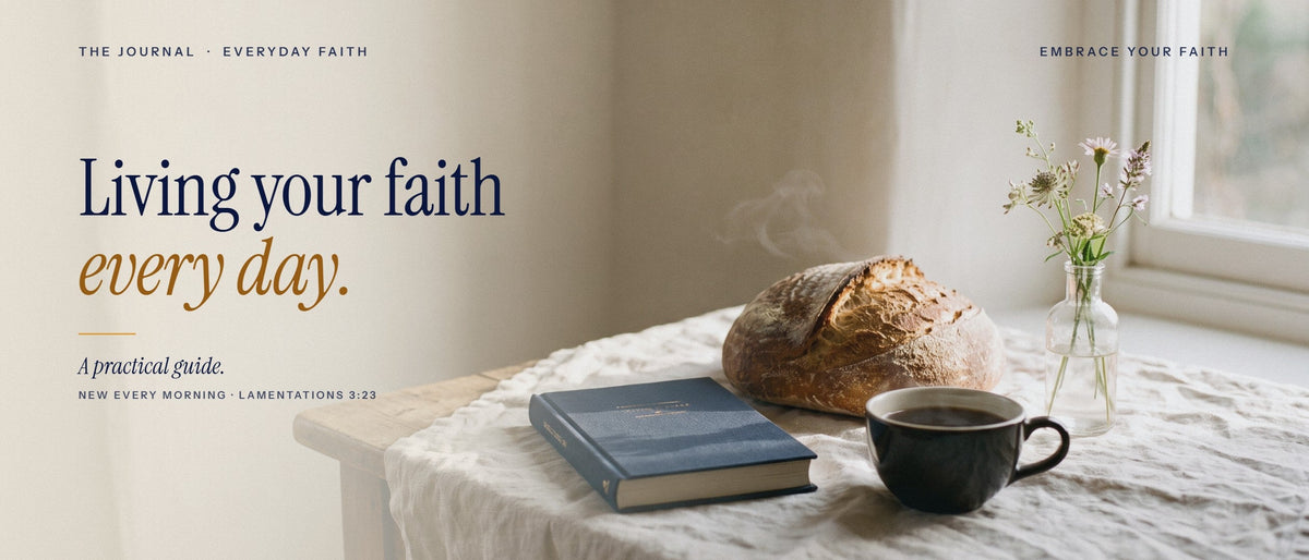 Morning table with bread, coffee and a Bible: Living your faith every day