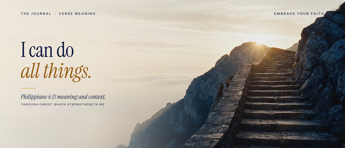Stone stairway climbing a mountain at sunrise: I can do all things, Philippians 4:13