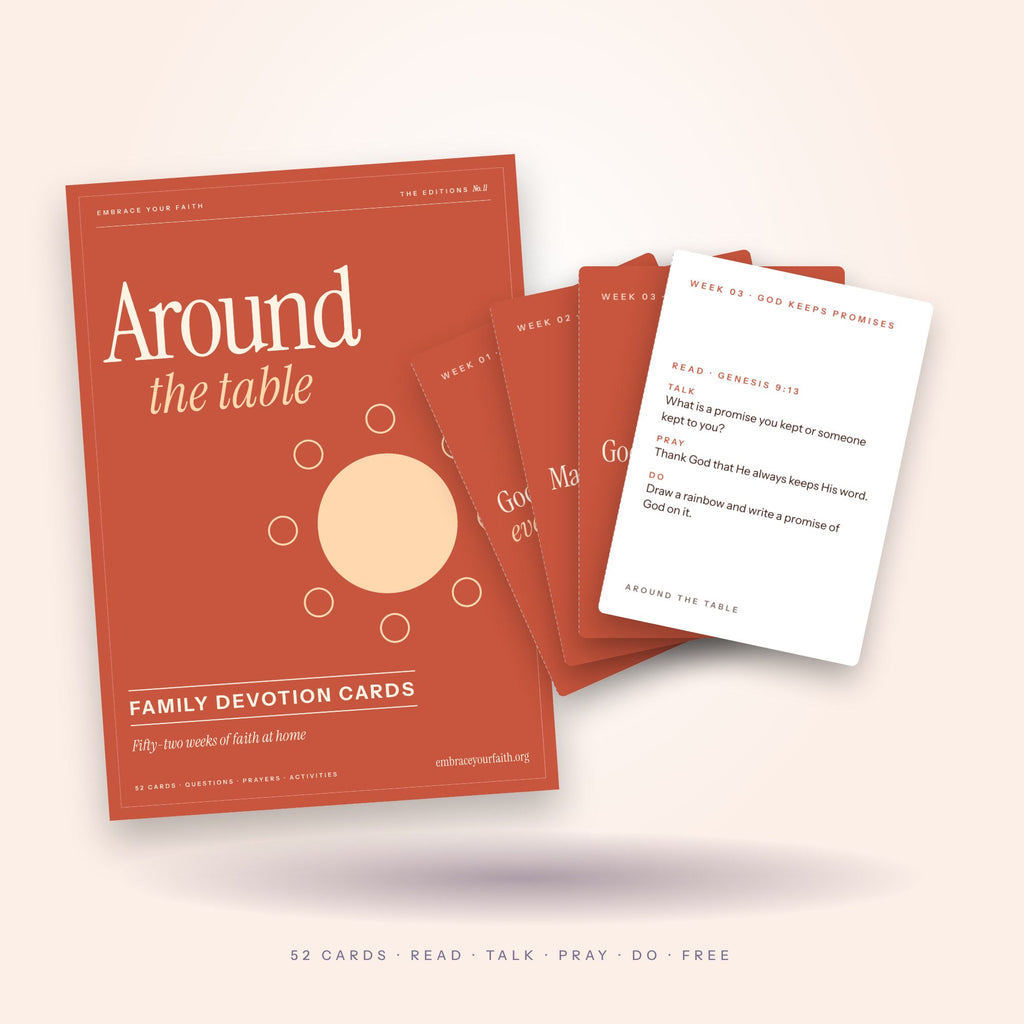 Around the Table: 52 printable family devotion cards
