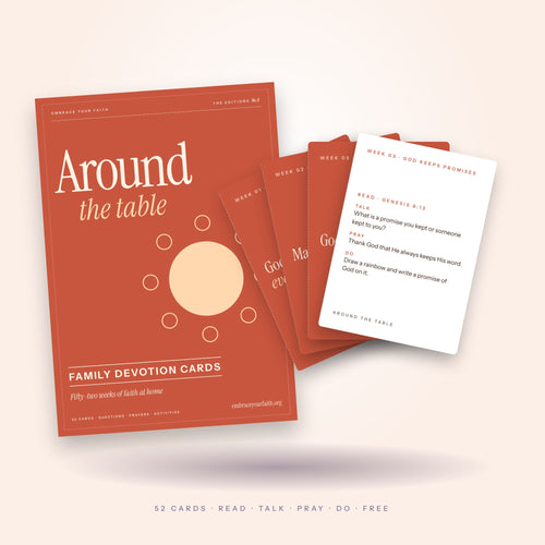 Around the Table: 52 printable family devotion cards