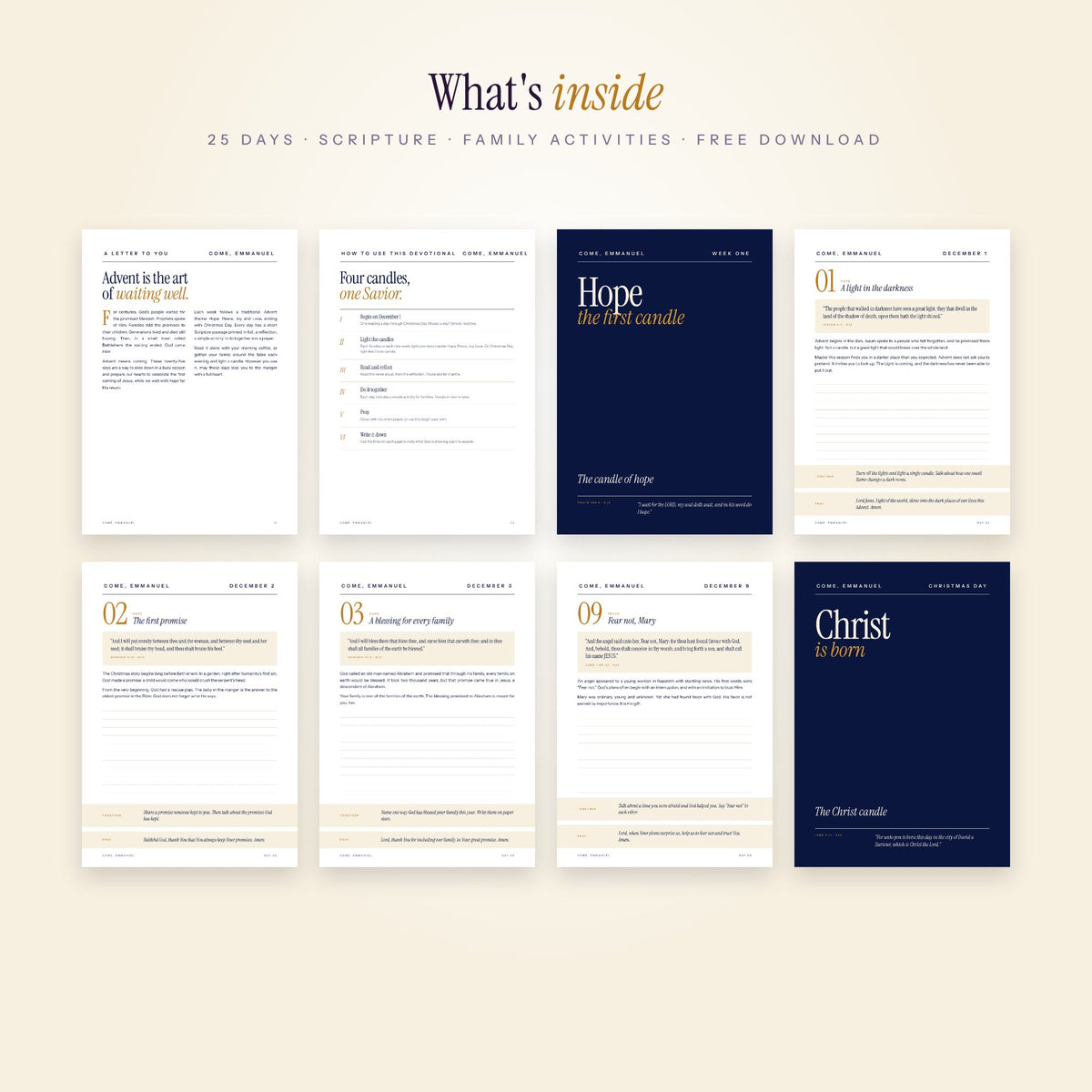 Pages inside Come, Emmanuel Advent devotional