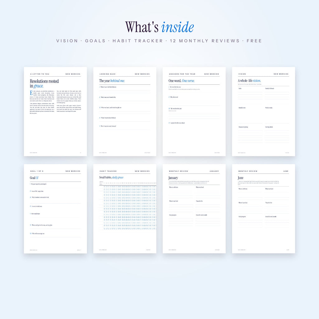 Pages inside New Mercies faith planner