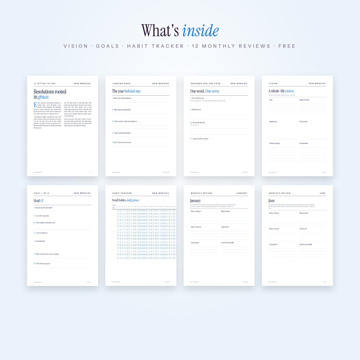 Pages inside New Mercies faith planner