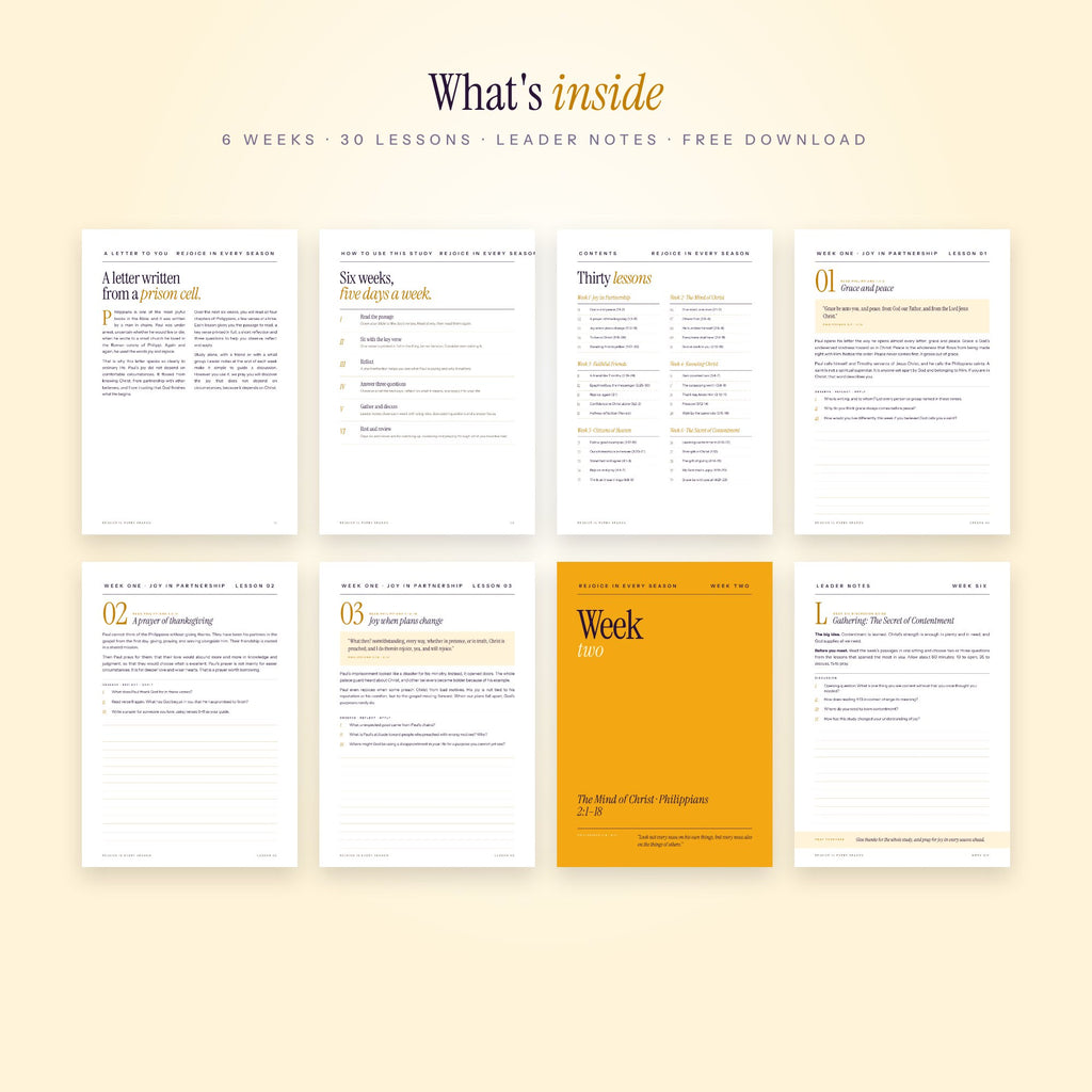 Pages inside the Rejoice in Every Season Bible study