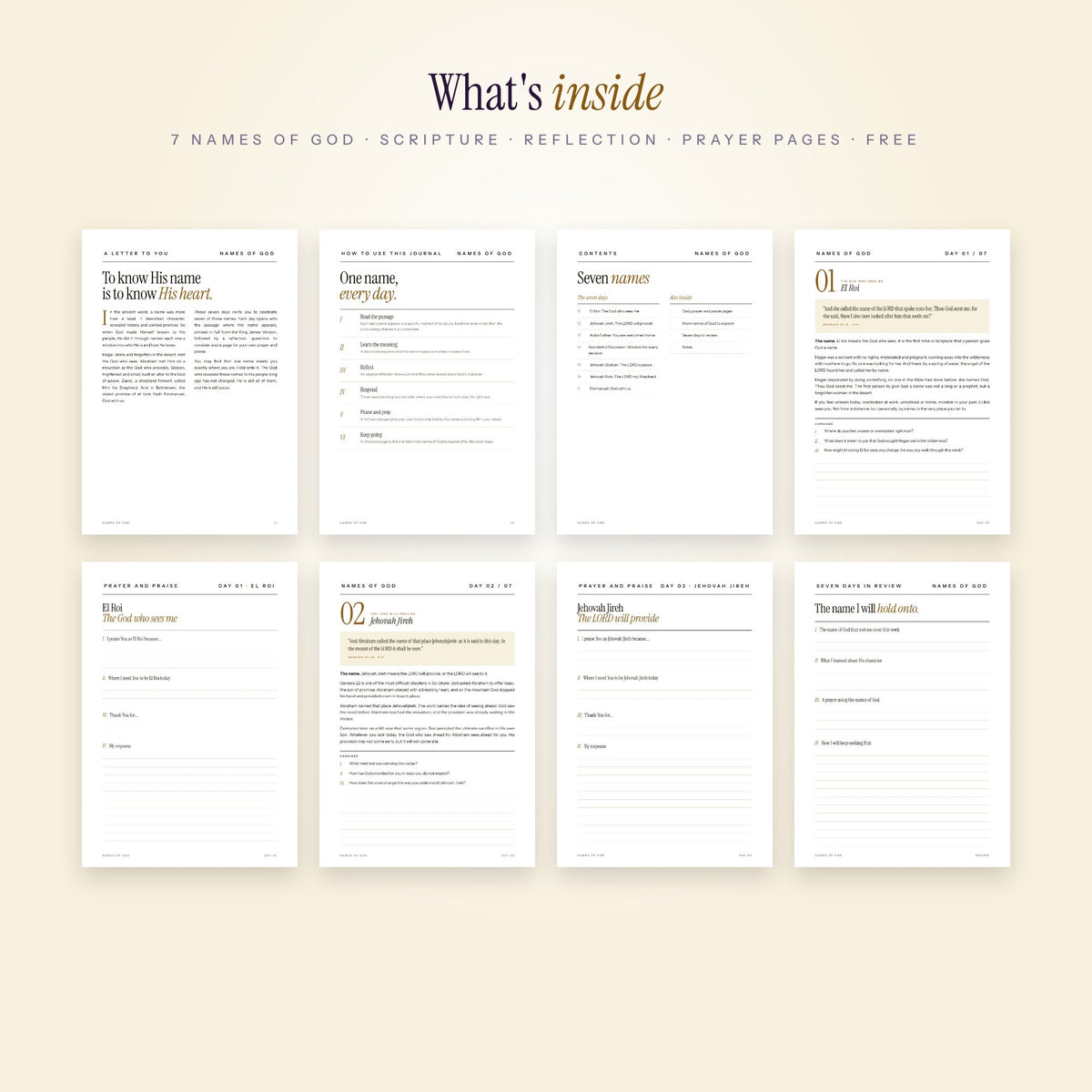 Inside pages of Names of God