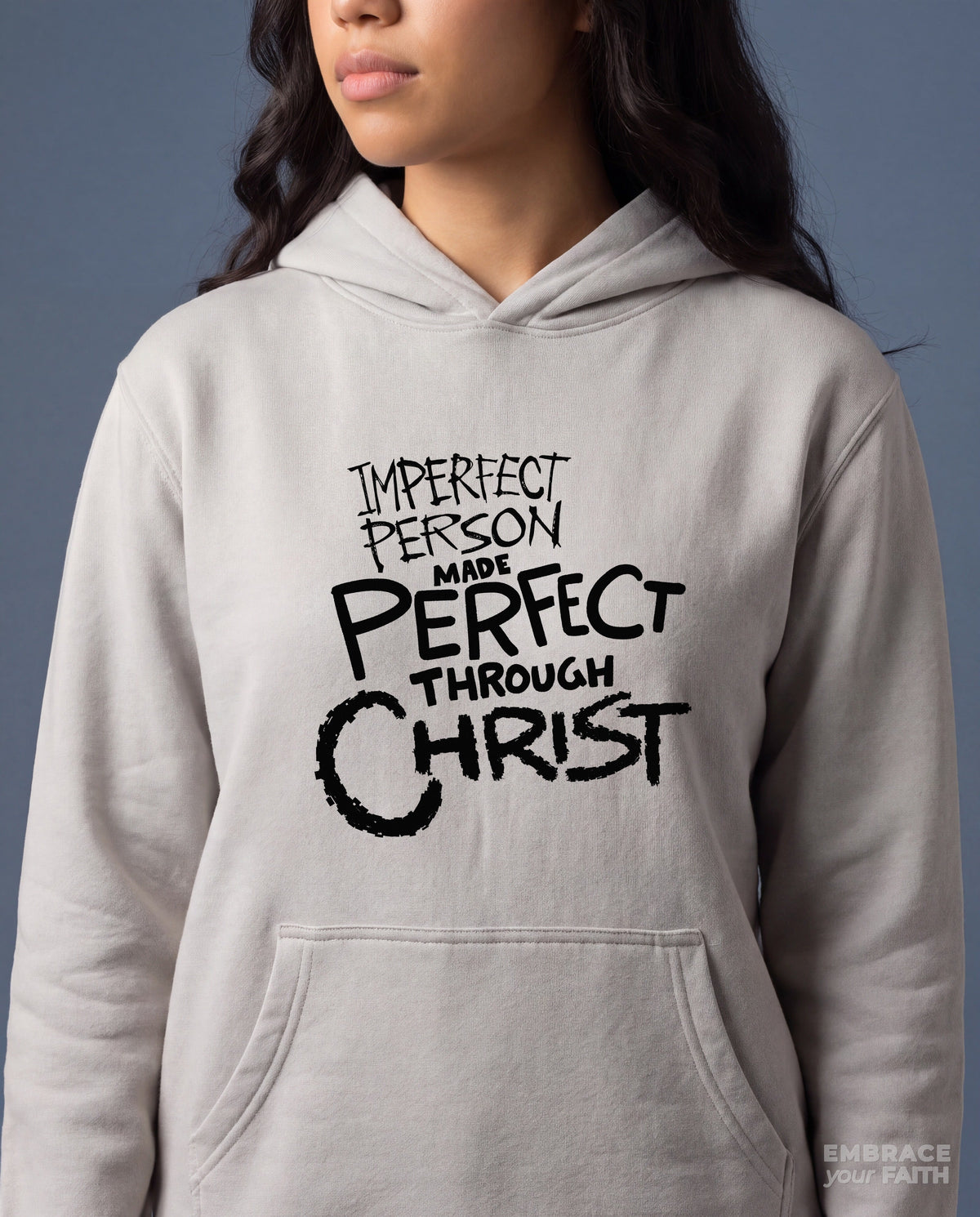 Close-up of the print on the Made Perfect Unisex Hoodie (Classic) in Ash