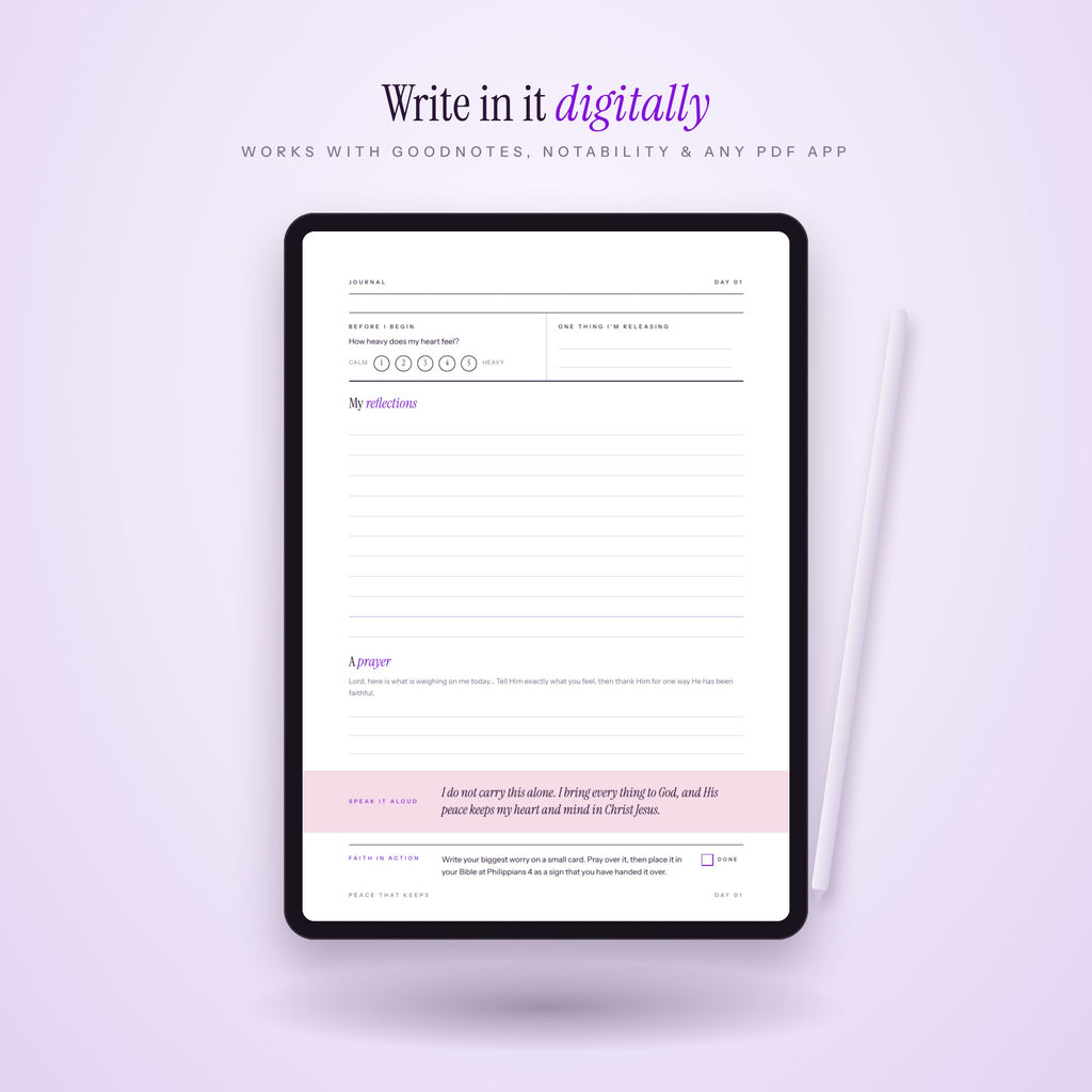Peace That Keeps – 30 Days Devotional for Women (Printable PDF Journal)